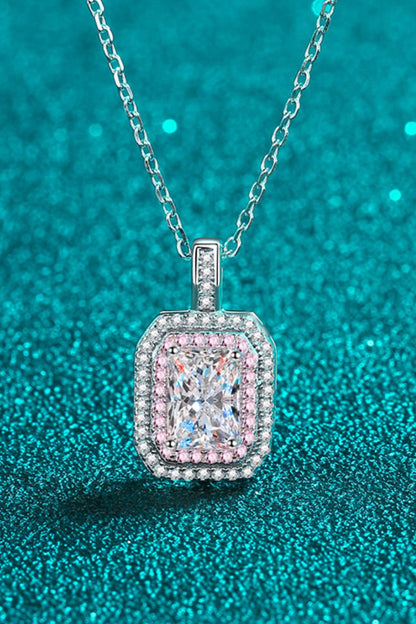 1 Carat Sparkala™ Geometric Pendant Chain Necklace (Platinum-Plated Fine Silver) by Sparkala