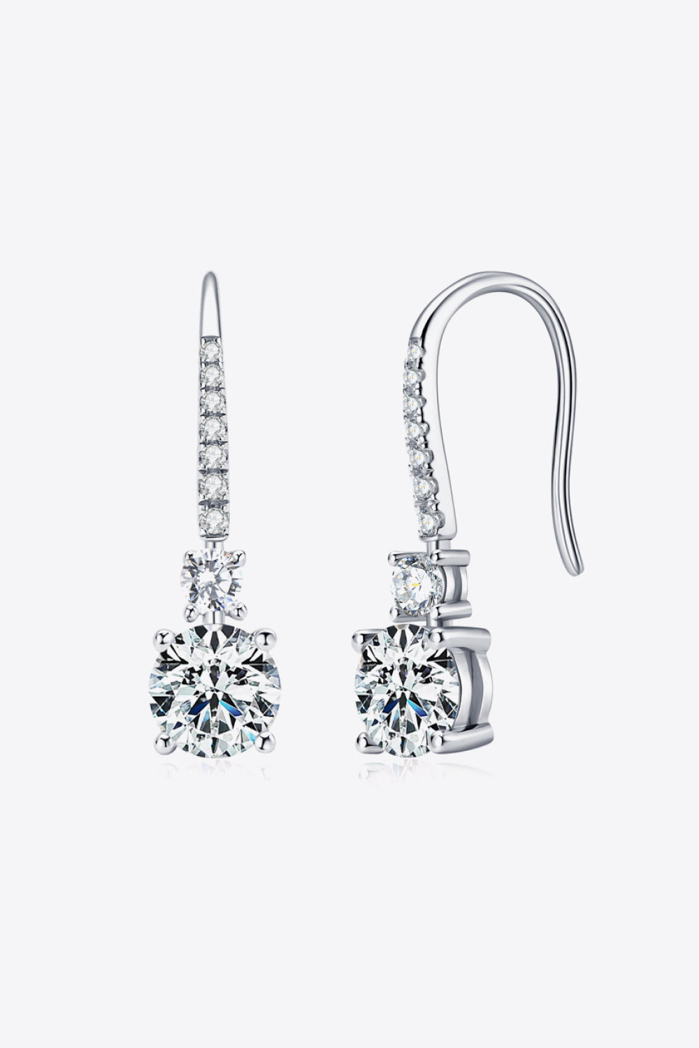 2 Carat Sparkala™ Platinum-Plated 925 Sterling Silver Drop Earrings by Sparkala