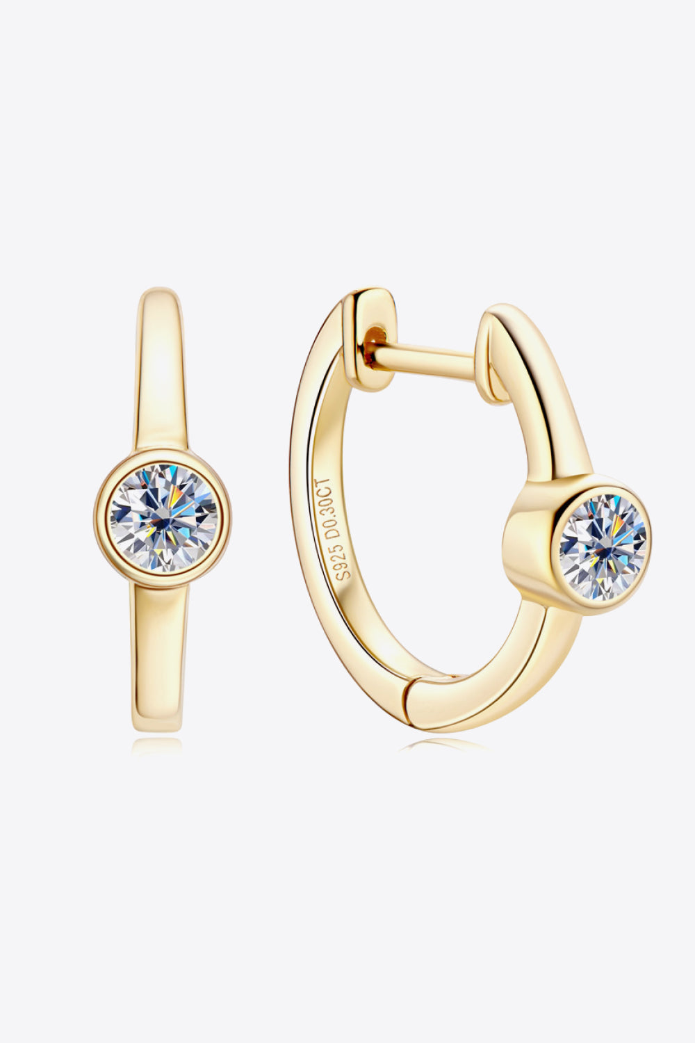 18k Gold-Plated Inlaid Sparkala™ Huggie Earrings (Platinum-Plated Fine Silver) by Sparkala