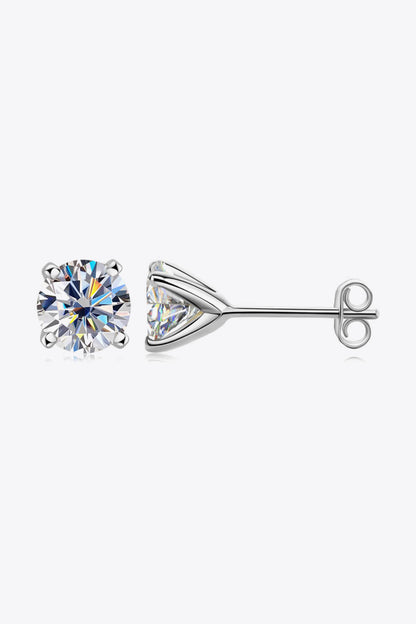 1 Carat Sparkala™ 4-Prong Stud Earrings (Platinum-Plated Fine Silver) by Sparkala