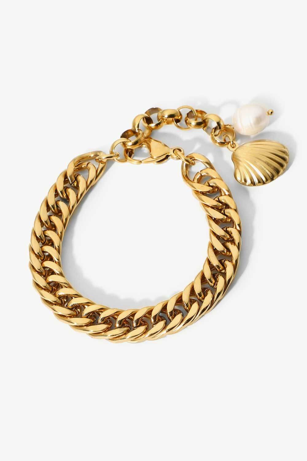 18K Gold-Plated Curb Chain Bracelet by Sparkala