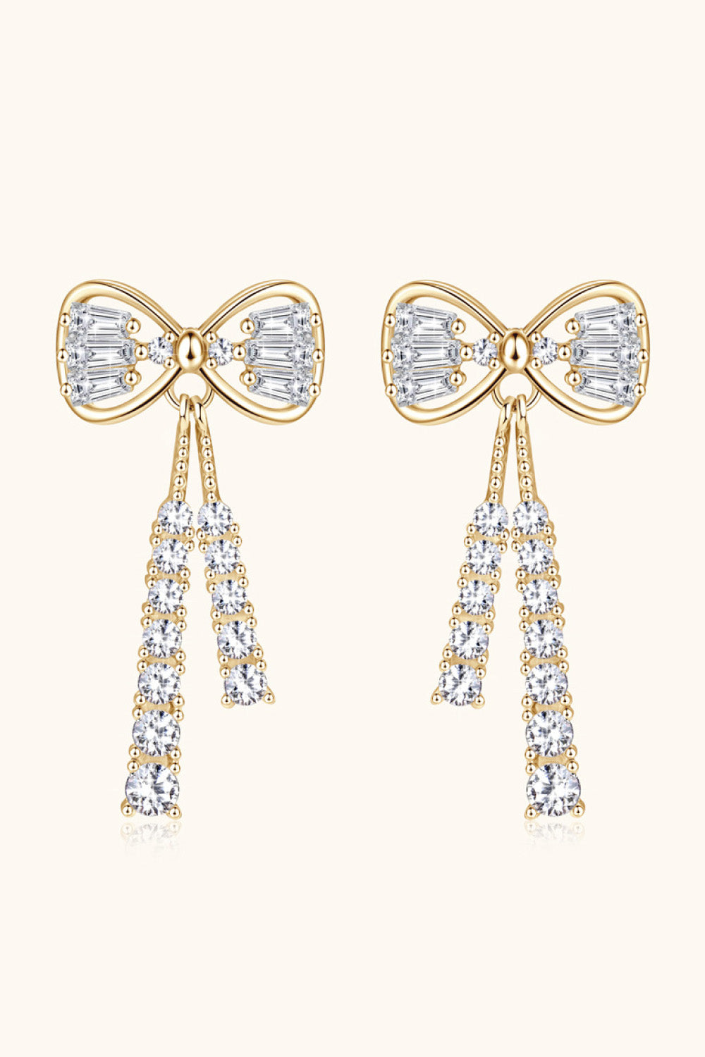 1.12 Carat Sparkala™ Platinum-Plated 925 Sterling Silver Bow Earrings by Sparkala