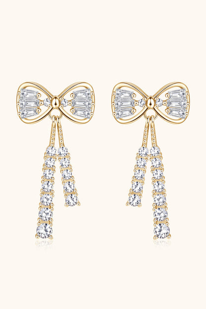 1.12 Carat Sparkala™ Platinum-Plated 925 Sterling Silver Bow Earrings by Sparkala