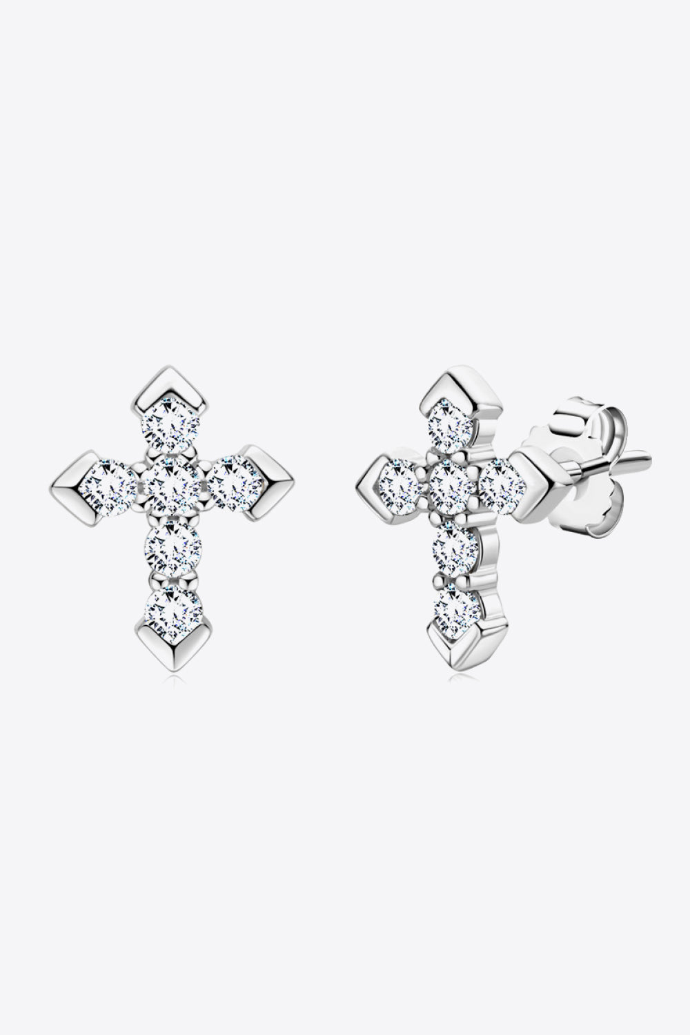 Sparkala™ Cross Stud Earrings (Platinum-Plated Fine Silver) by Sparkala