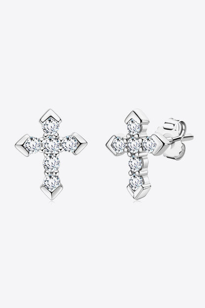 Sparkala™ Cross Stud Earrings (Platinum-Plated Fine Silver) by Sparkala