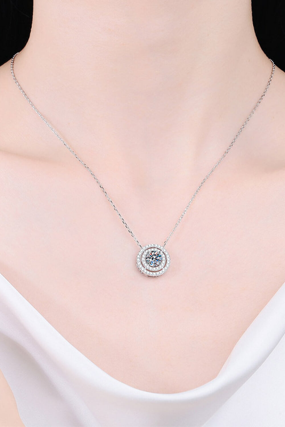 Sparkala™ Round Pendant Rhodium-Plated Necklace by Sparkala