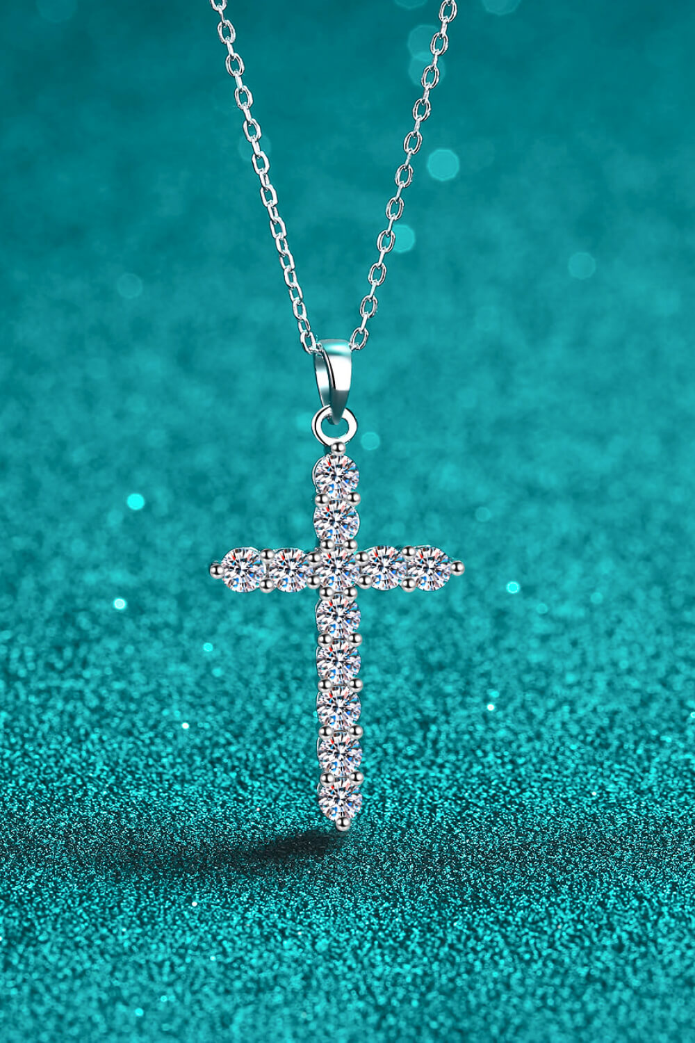 Adored Rhodium-Plated Pure Sterling Silver Cross Sparkala™ Necklace by Sparkala