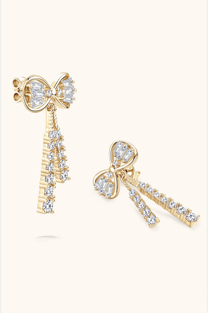 1.12 Carat Sparkala™ Platinum-Plated 925 Sterling Silver Bow Earrings by Sparkala