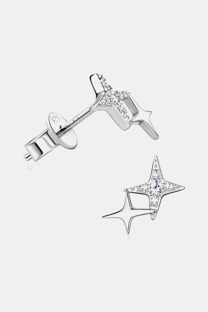 Sparkala™ Platinum-Plated 925 Sterling Silver Star Shape Earrings by Sparkala