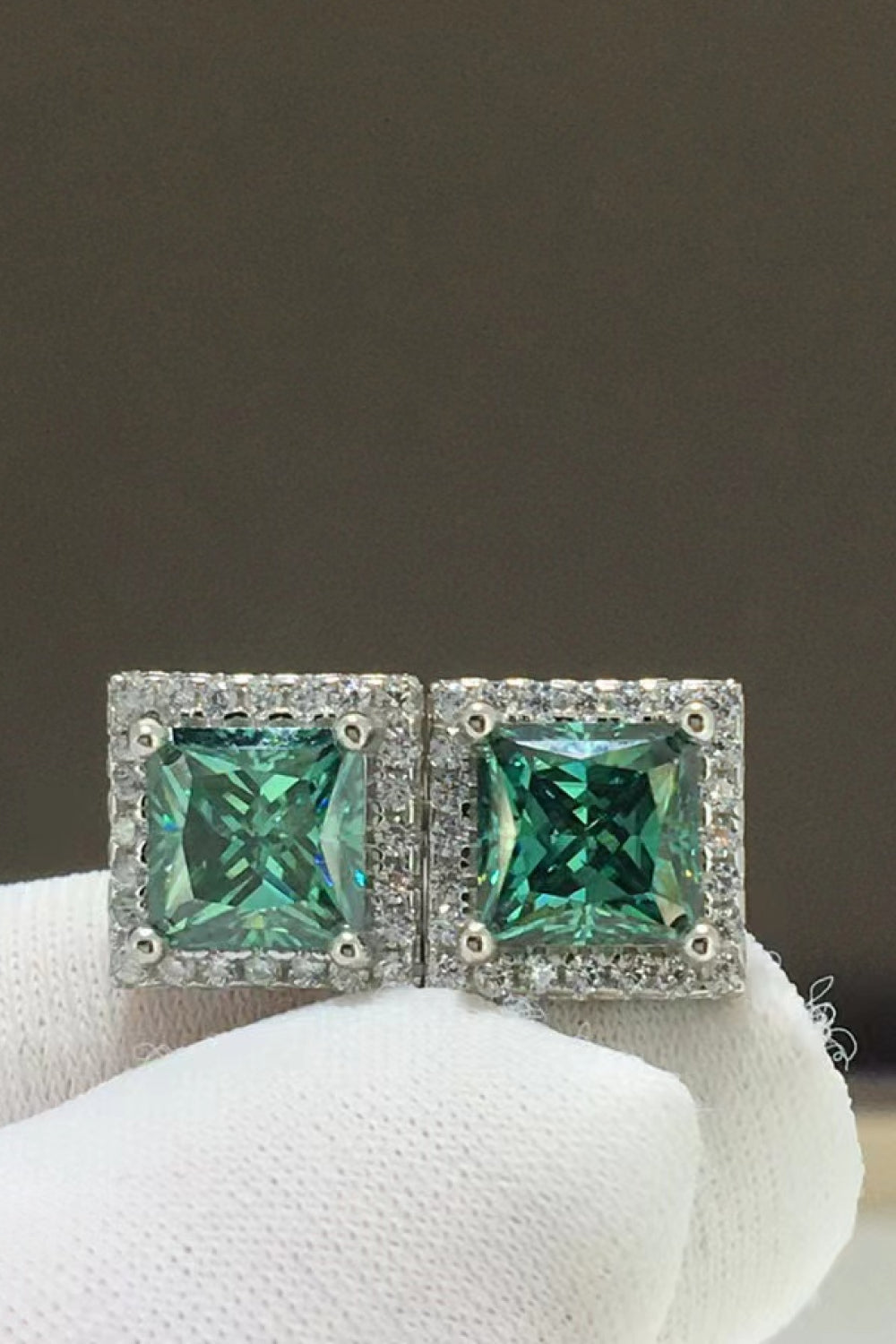 2 Carat Sparkala™ Square Stud Earrings (Platinum-Plated Fine Silver) by Sparkala
