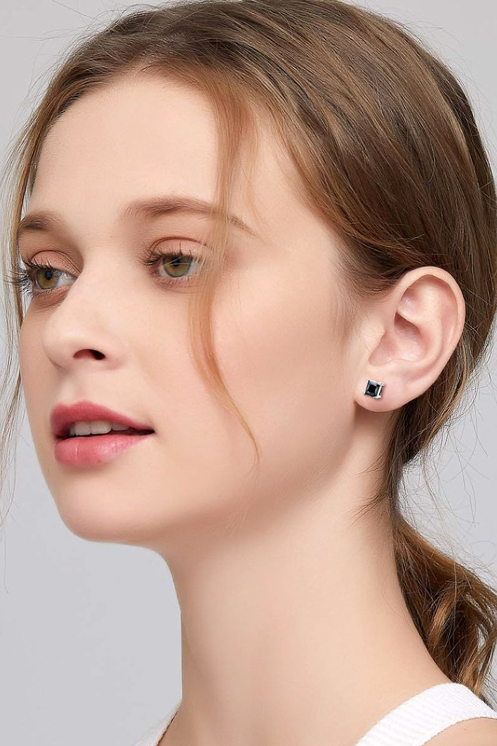 925 Sterling Silver Square Sparkala™ Stud Earrings (Platinum-Plated Fine Silver) by Sparkala