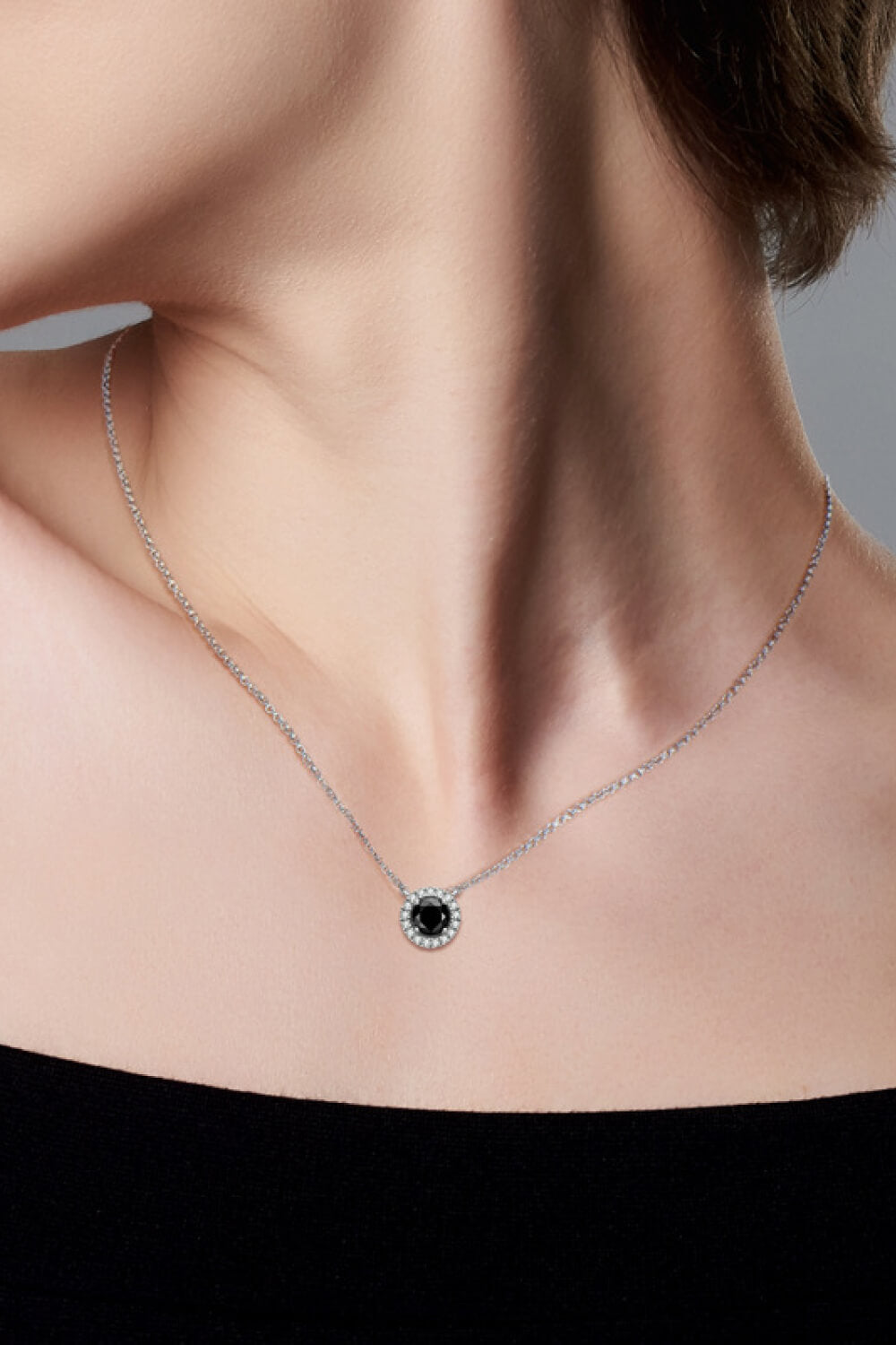 Two-Tone 1 Carat Sparkala™ Round Pendant Necklace (Platinum-Plated Fine Silver) by Sparkala