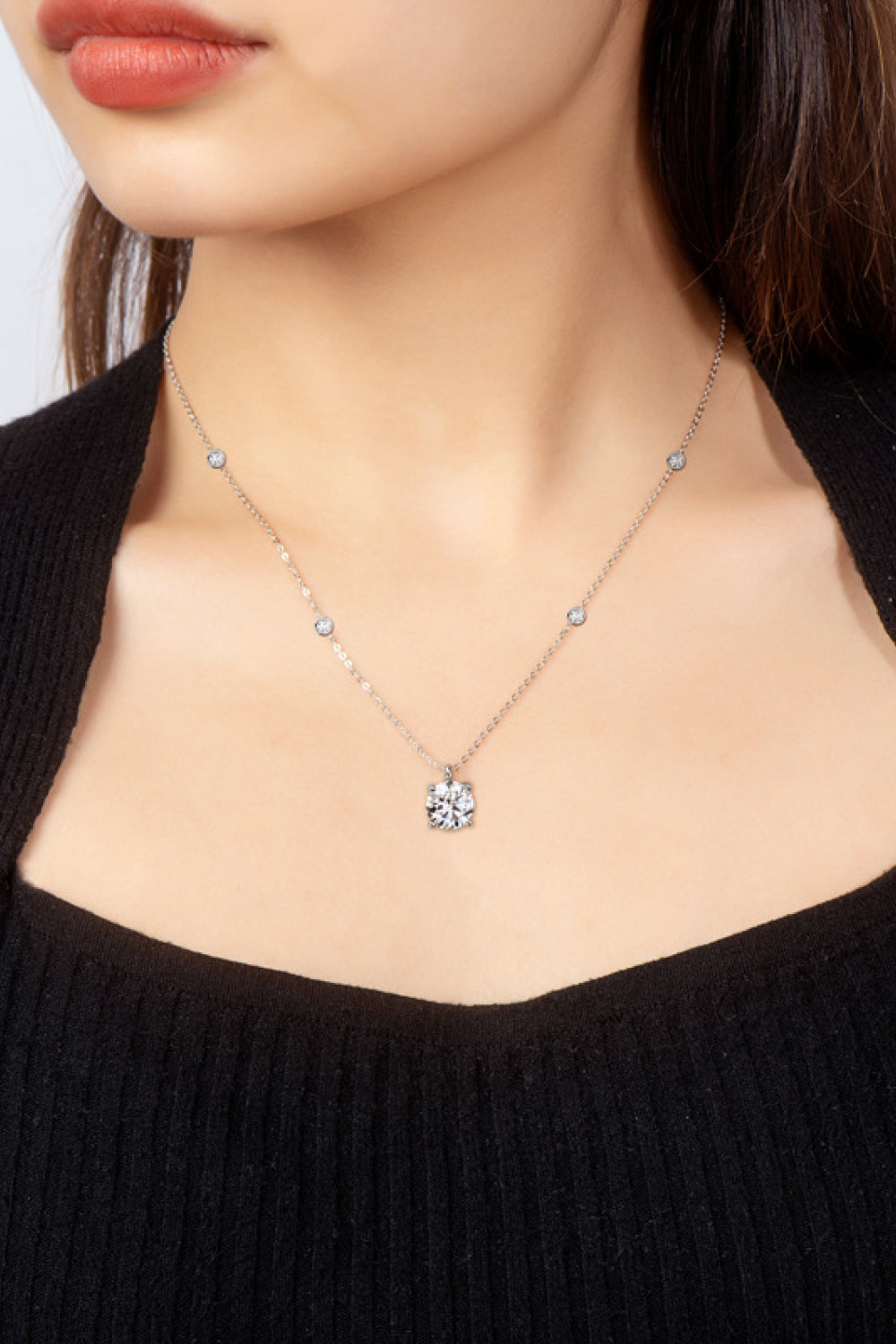 2 Carat Sparkala™ 4-Prong 925 Sterling Silver Necklace (Platinum-Plated Fine Silver) by Sparkala