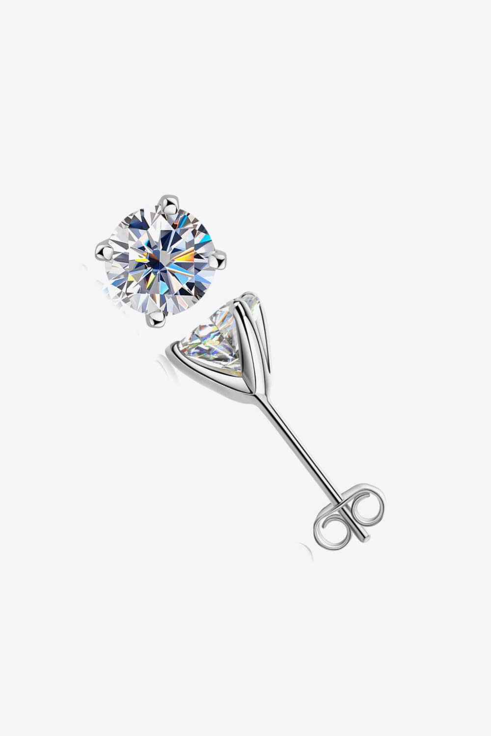 1 Carat Sparkala™ 4-Prong Stud Earrings (Platinum-Plated Fine Silver) by Sparkala