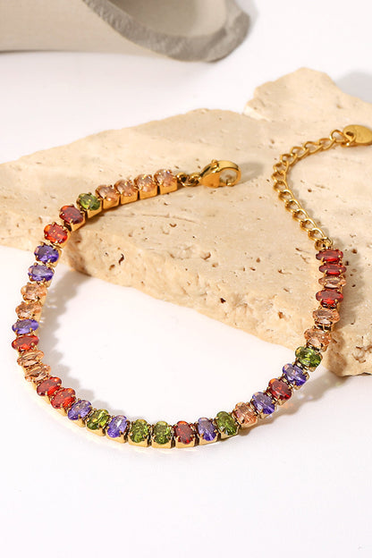 18K Gold Plated Multicolored Zircon Bracelet by Sparkala
