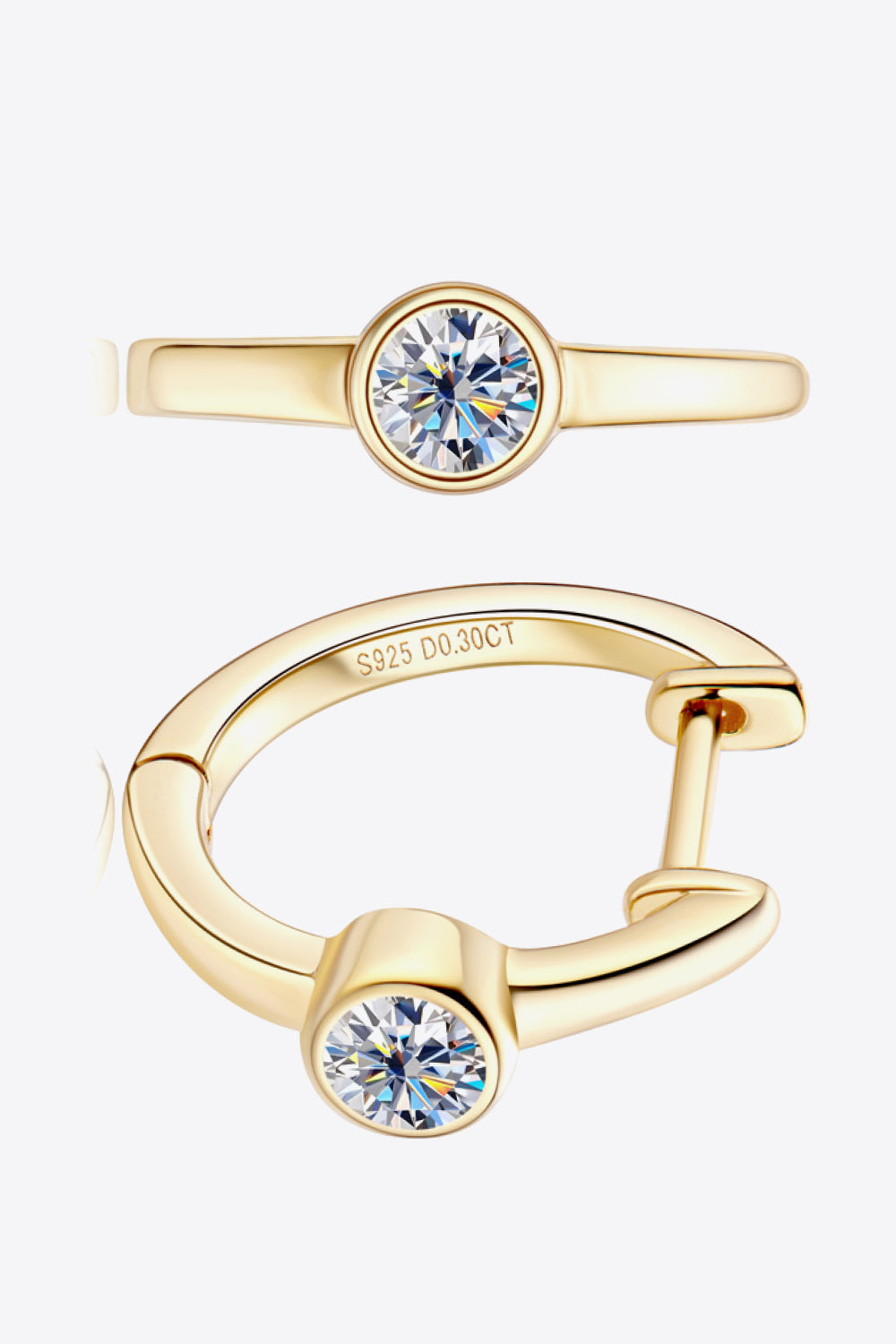 18k Gold-Plated Inlaid Sparkala™ Huggie Earrings (Platinum-Plated Fine Silver) by Sparkala