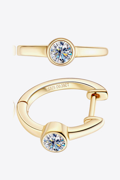 18k Gold-Plated Inlaid Sparkala™ Huggie Earrings (Platinum-Plated Fine Silver) by Sparkala