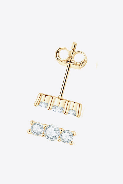 Heartbeat Rhythm 925 Sterling Silver Sparkala™ Stud Earrings (Platinum-Plated Fine Silver) by Sparkala