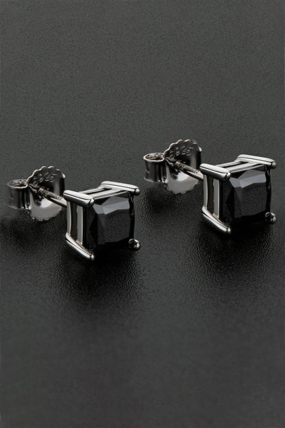 925 Sterling Silver Square Sparkala™ Stud Earrings (Platinum-Plated Fine Silver) by Sparkala