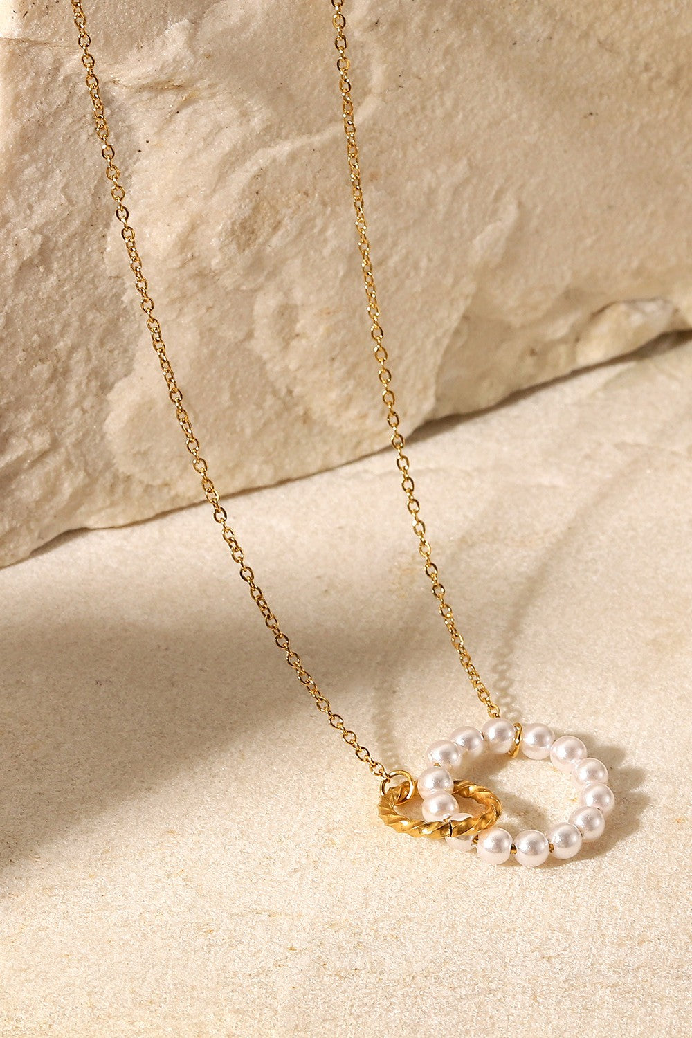 Pearl Hoop Link Pendant Necklace by Sparkala