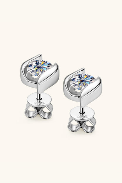 1 Carat Sparkala™ Platinum-Plated 925 Sterling Silver Stud Earrings by Sparkala