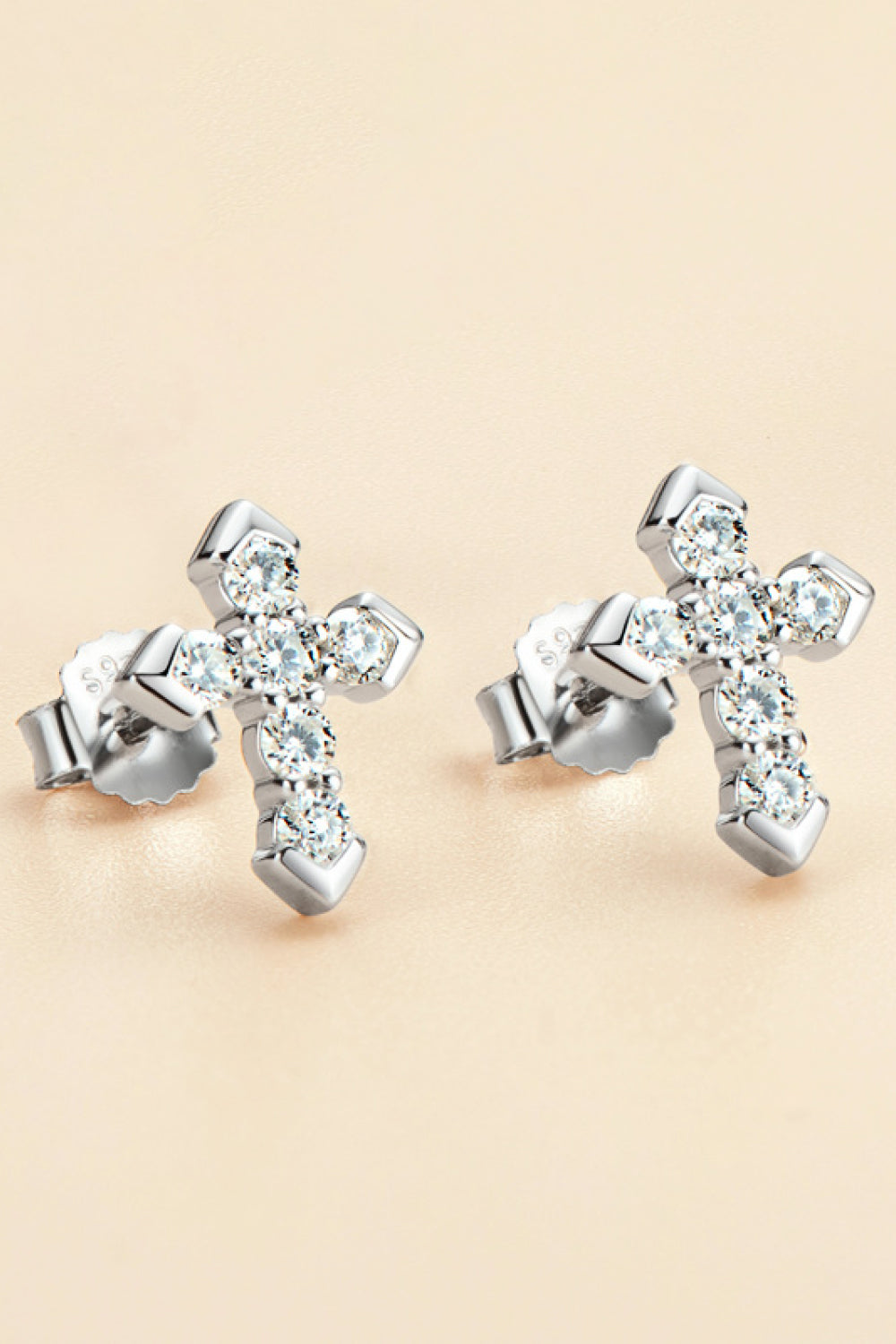 Sparkala™ Cross Stud Earrings (Platinum-Plated Fine Silver) by Sparkala
