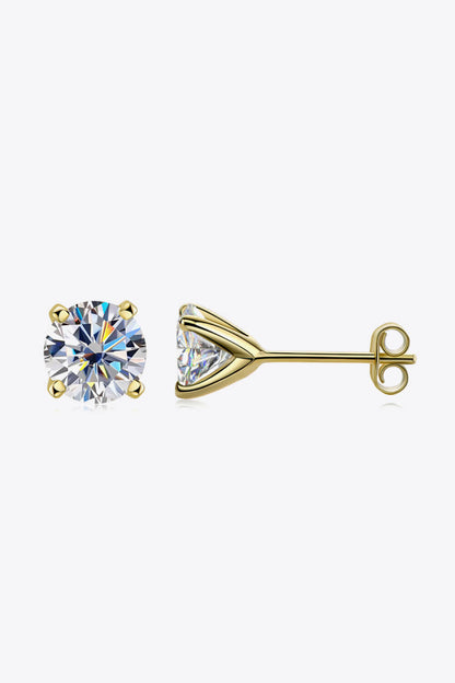 1 Carat Sparkala™ 4-Prong Stud Earrings (Platinum-Plated Fine Silver) by Sparkala