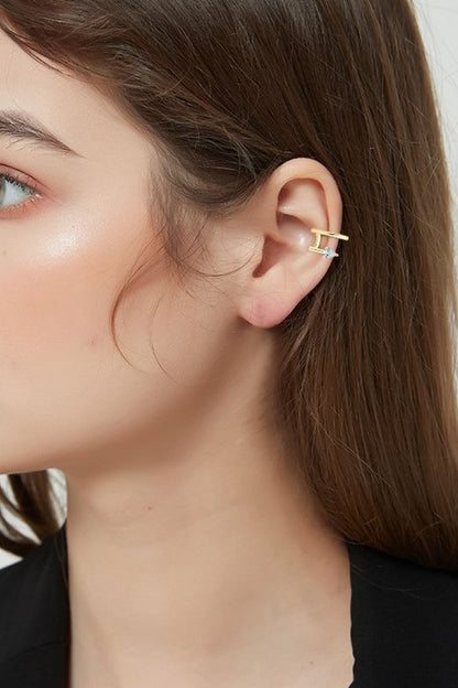 Sparkala™ Platinum-Plated 925 Sterling Silver Cuff Earrings by Sparkala