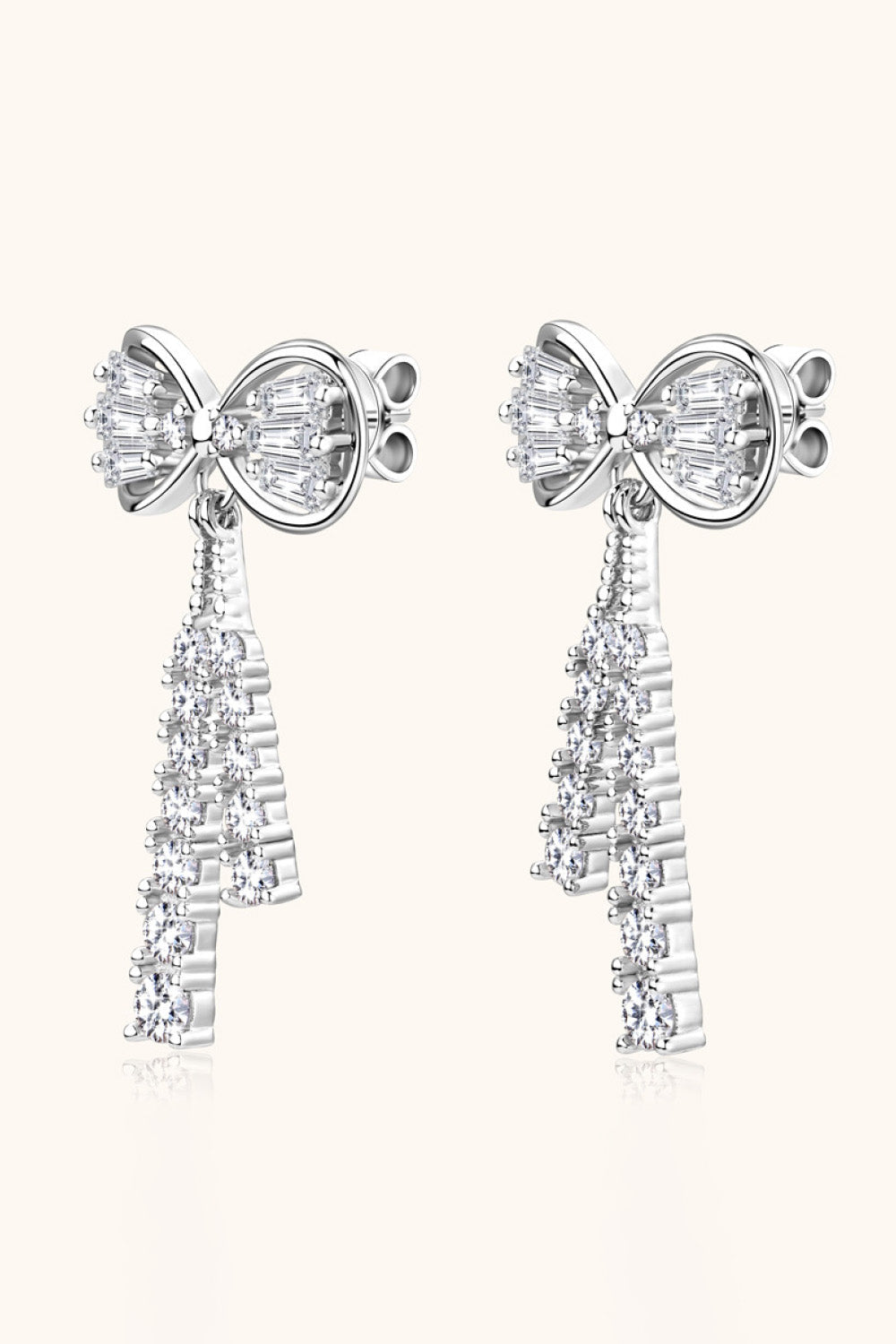 1.12 Carat Sparkala™ Platinum-Plated 925 Sterling Silver Bow Earrings by Sparkala