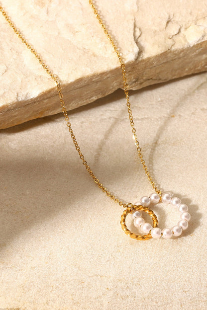 Pearl Hoop Link Pendant Necklace by Sparkala
