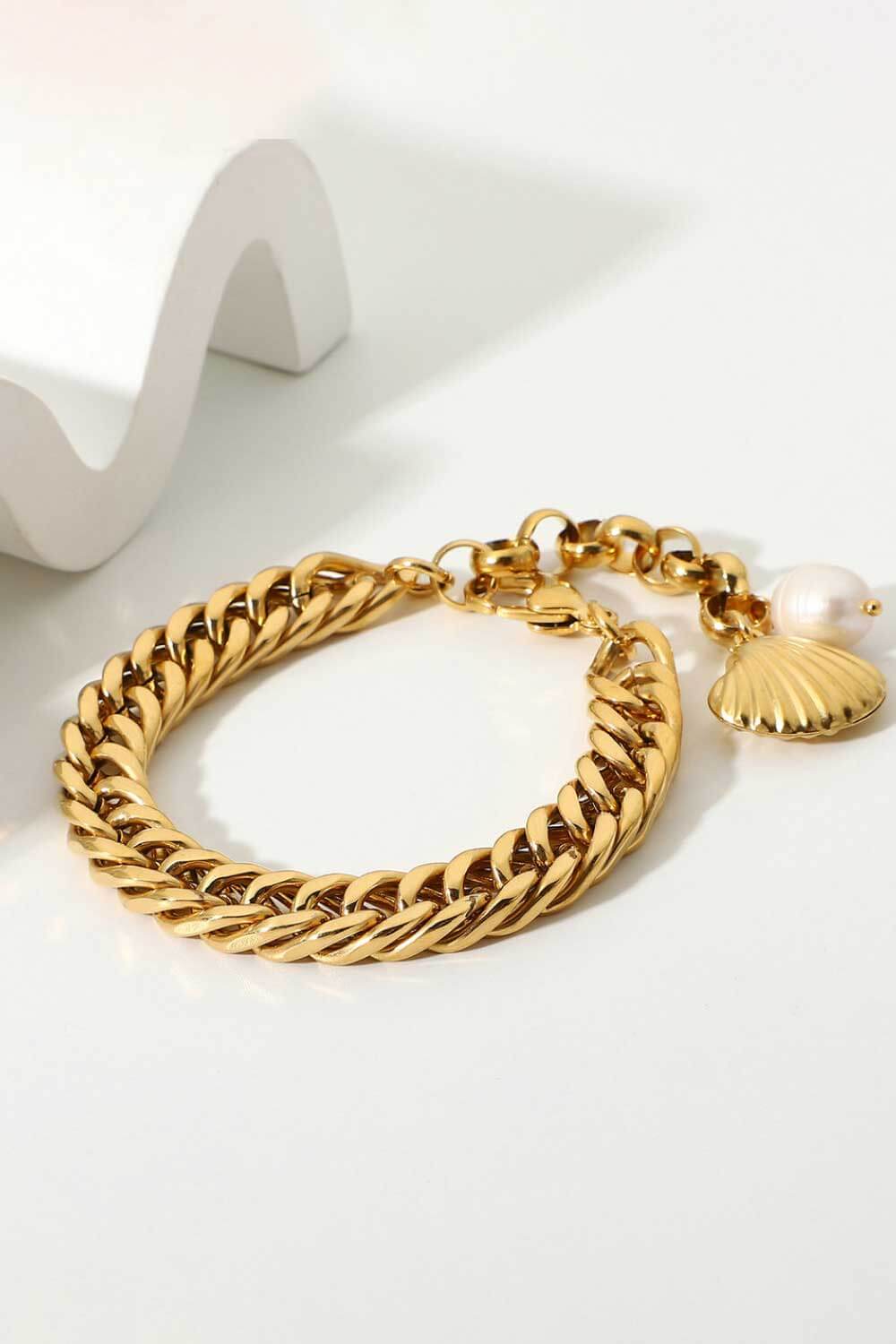 18K Gold-Plated Curb Chain Bracelet by Sparkala