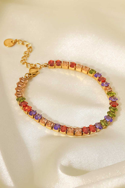 18K Gold Plated Multicolored Zircon Bracelet by Sparkala