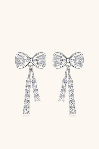 1.12 Carat Sparkala™ Platinum-Plated 925 Sterling Silver Bow Earrings by Sparkala
