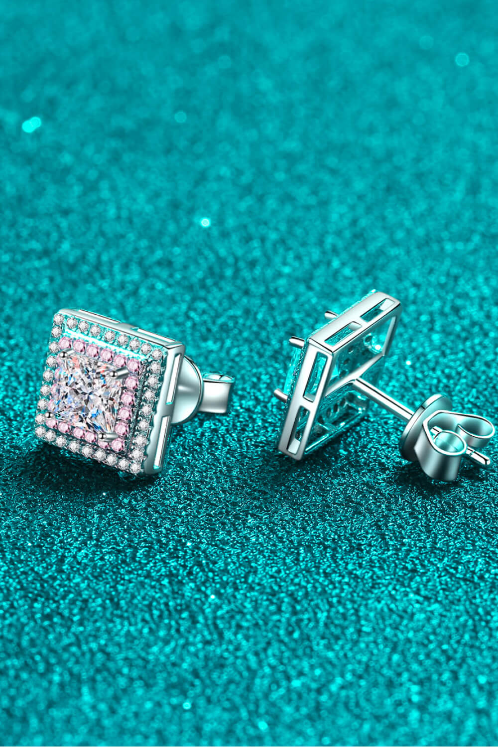 Sparkala™ Square Stud Earrings (Platinum-Plated Fine Silver) by Sparkala