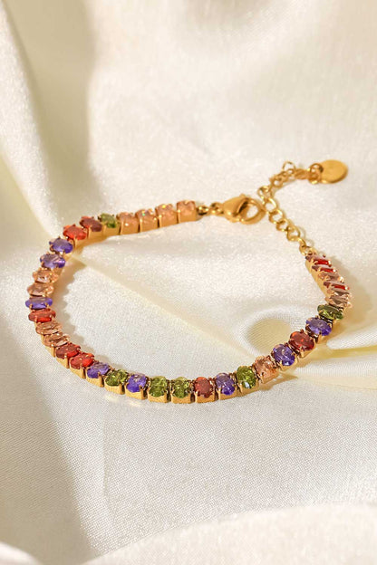 18K Gold Plated Multicolored Zircon Bracelet by Sparkala