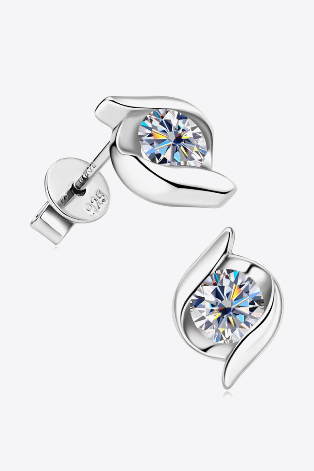 1 Carat Sparkala™ Platinum-Plated 925 Sterling Silver Stud Earrings by Sparkala
