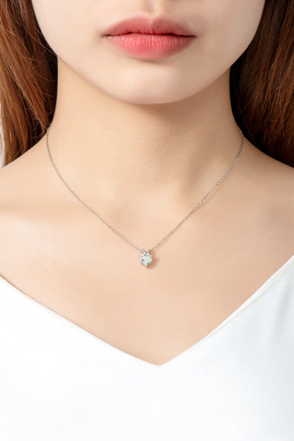 1 Carat Sparkala™ Heart-Shaped Pendant Necklace (Platinum-Plated Fine Silver) by Sparkala