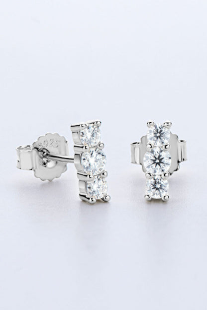 Heartbeat Rhythm 925 Sterling Silver Sparkala™ Stud Earrings (Platinum-Plated Fine Silver) by Sparkala