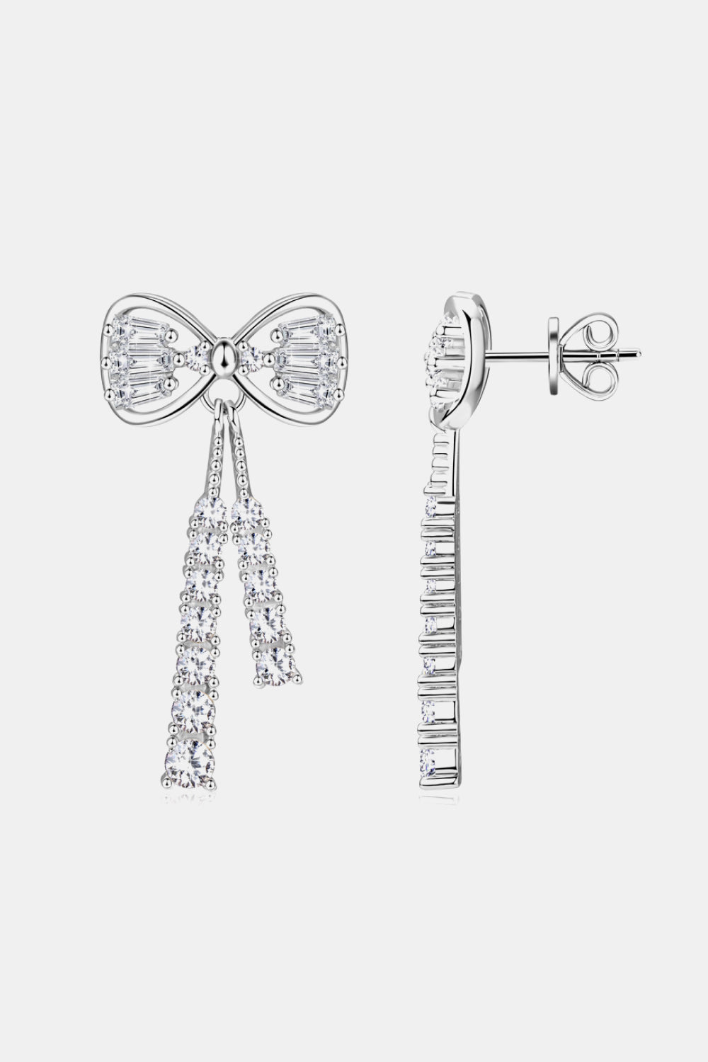 1.12 Carat Sparkala™ Platinum-Plated 925 Sterling Silver Bow Earrings by Sparkala