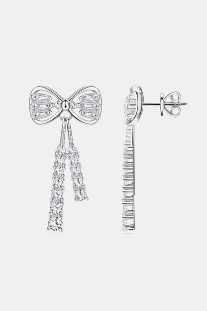 1.12 Carat Sparkala™ Platinum-Plated 925 Sterling Silver Bow Earrings by Sparkala