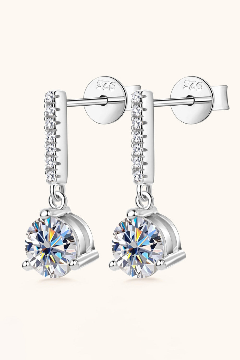 2 Carat Sparkala™ Platinum-Plated 925 Sterling Silver Drop Earrings by Sparkala