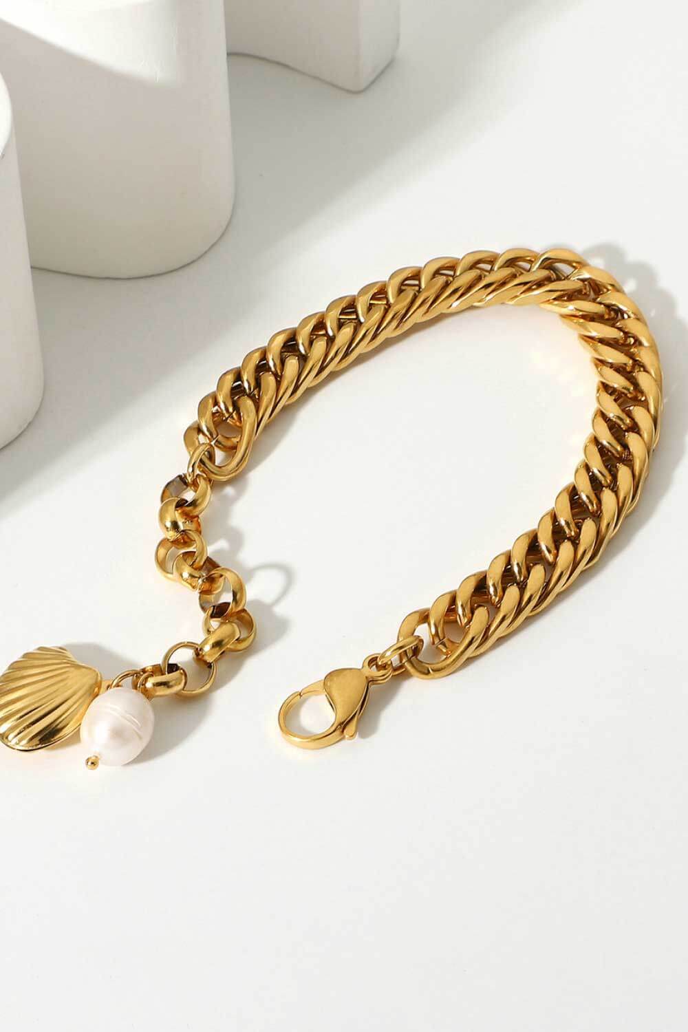 18K Gold-Plated Curb Chain Bracelet by Sparkala