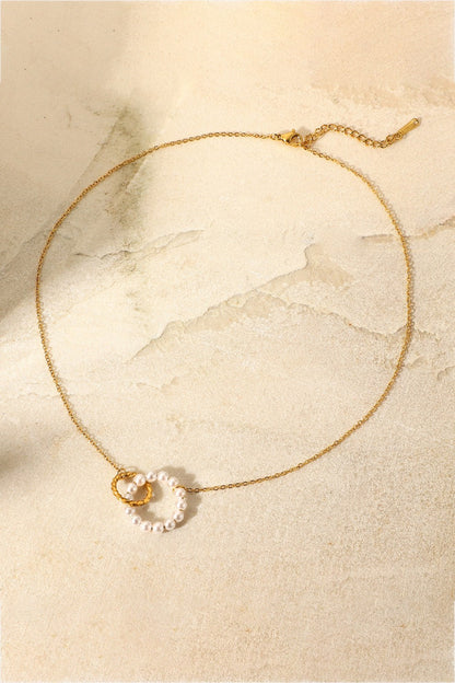 Pearl Hoop Link Pendant Necklace by Sparkala
