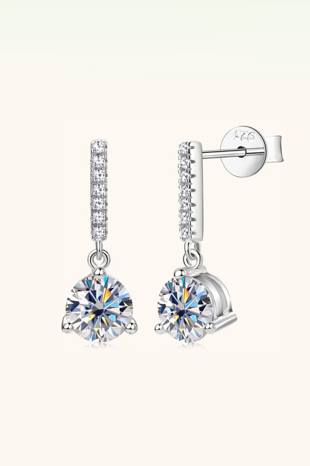 2 Carat Sparkala™ Platinum-Plated 925 Sterling Silver Drop Earrings by Sparkala