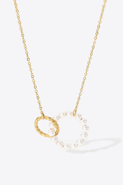 Pearl Hoop Link Pendant Necklace by Sparkala