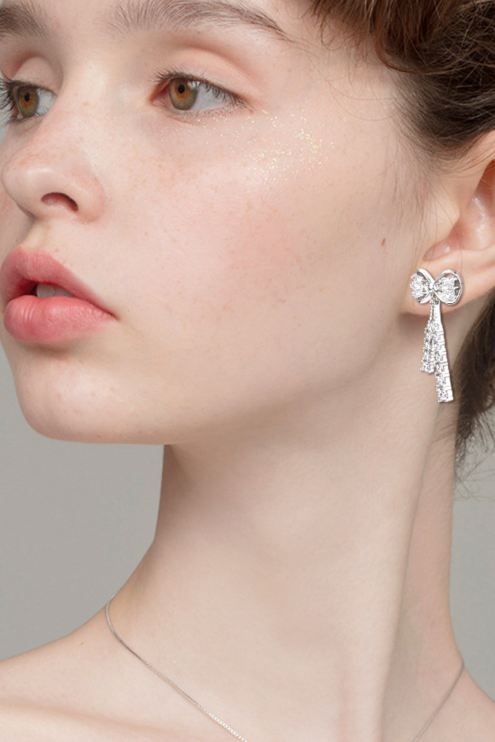1.12 Carat Sparkala™ Platinum-Plated 925 Sterling Silver Bow Earrings by Sparkala