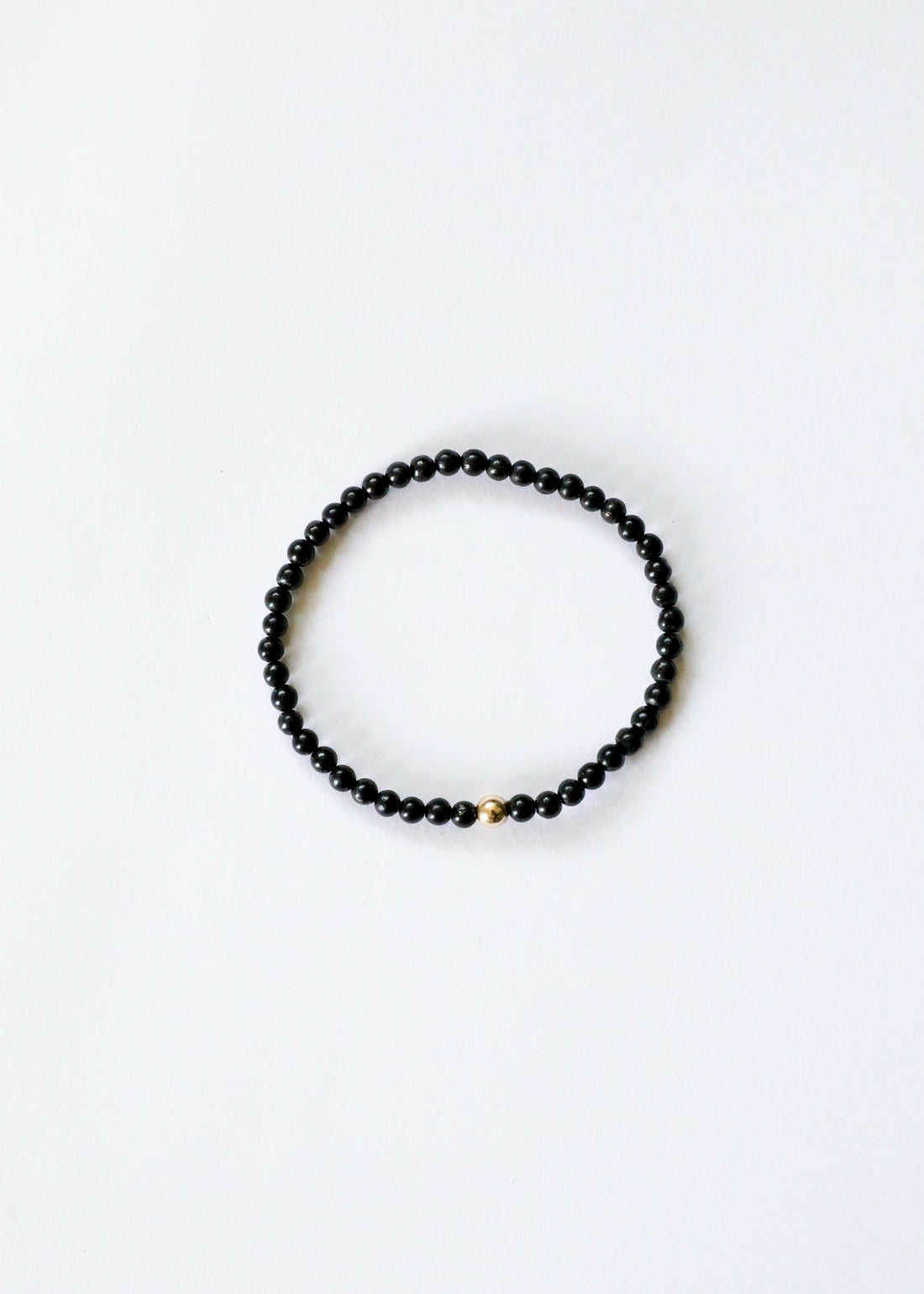 Dainty Shungite + 14K Gold Filled || Beaded Stretch Bracelet by CanyonLeaf
