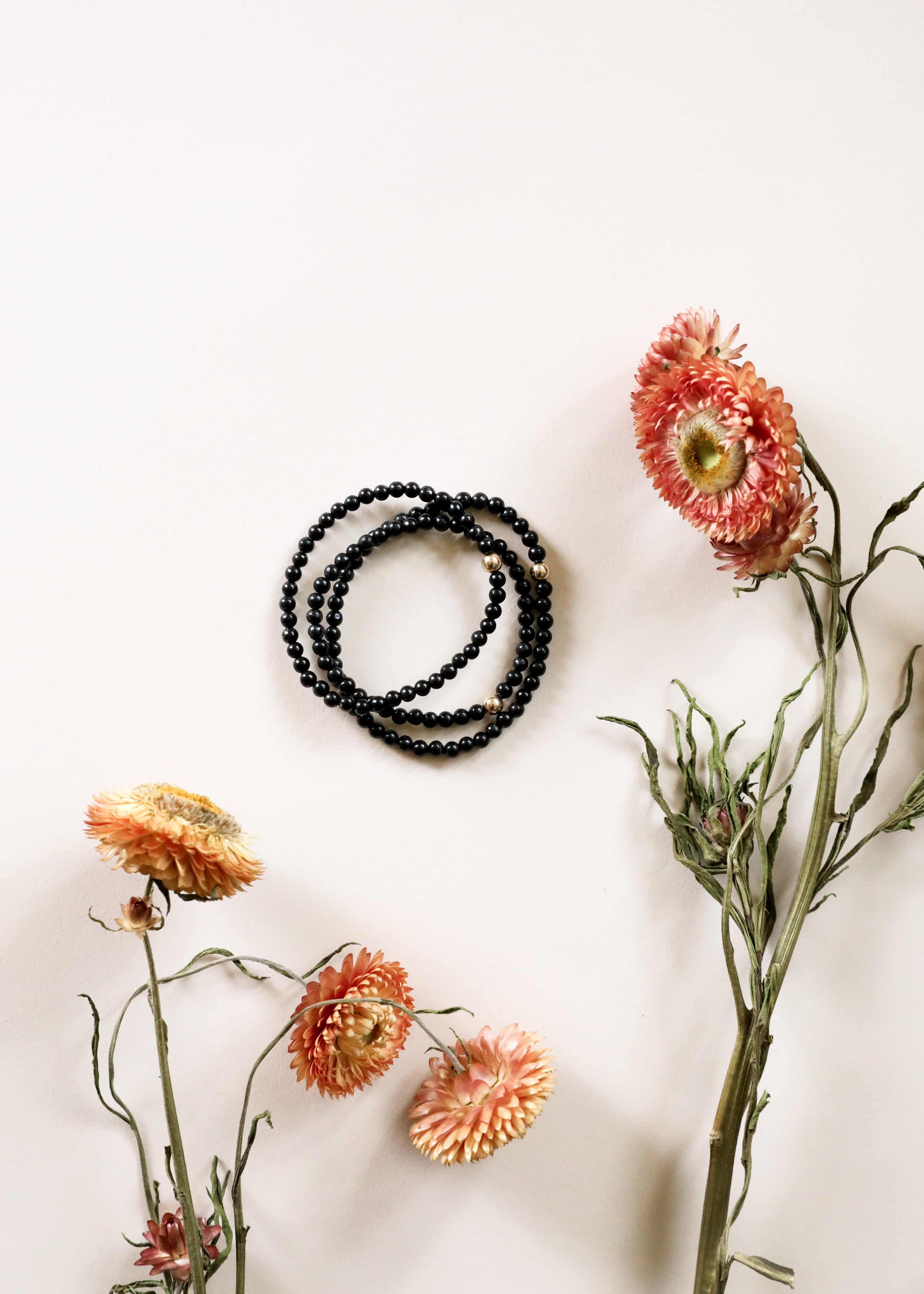 Dainty Shungite + 14K Gold Filled || Beaded Stretch Bracelet by CanyonLeaf