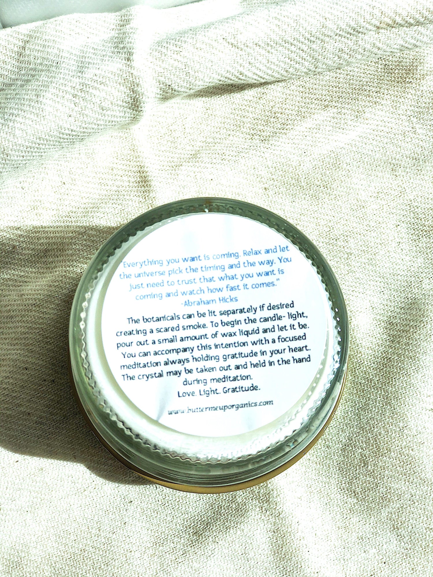 Blessings Candle / Intention Candle / Good Luck / Soy Handpoured Candle/ Candle with Crystals / Botanical Candle / Essential Oil Candle by Butter Me Up Organics