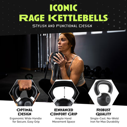 Single Cast Iron Kettlebell by Rage Fitness